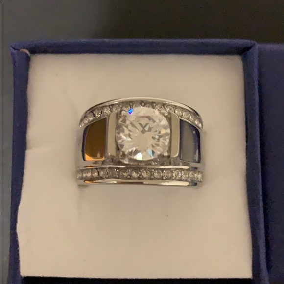 Men’s Blue Steel CZ ring - Picture 4 of 4